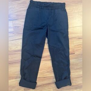 Women's Pure DKNY Black Sateen Drawstring Convertible Roll-Up Pants Size P